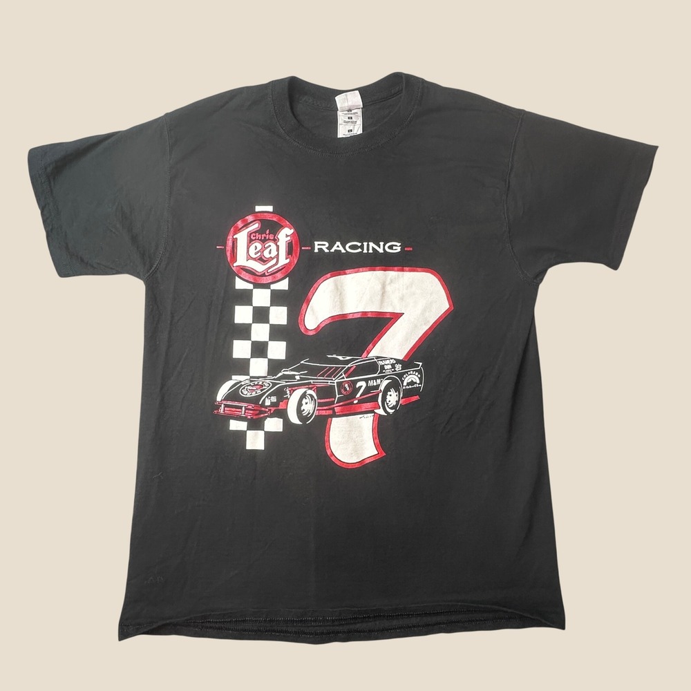 Fruit of the Loom T-Shirt Mens L Lofteez Chris Leaf Racing Black Graphic Tee
